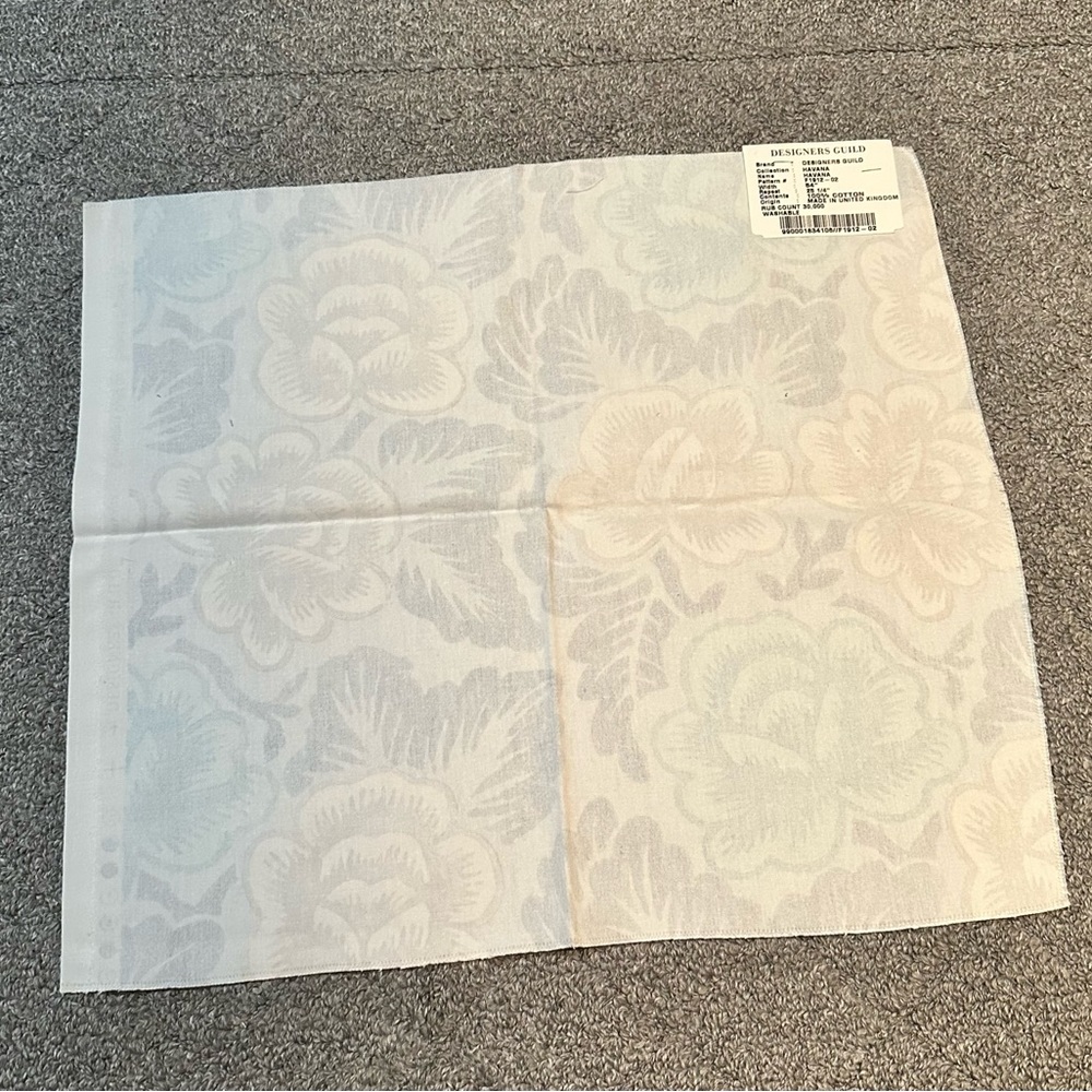 Designers Guild Fabric Sample Remnant Havana 100% Cotton Blue Washable - Picture 2 of 16